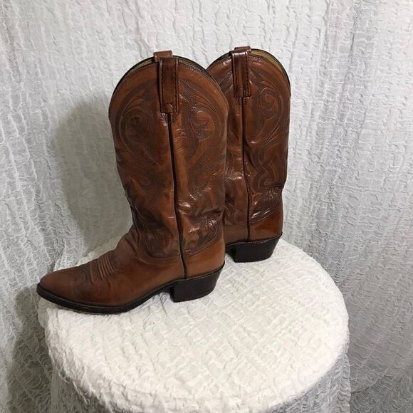 Dan Post Vtg Leather Cowboy Boots Size 8.5 - Picture 4 of 10